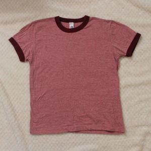 American Apparel Red Heather Baseball Tee
